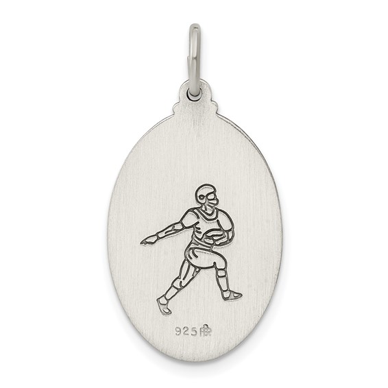 Sterling Silver Antiqued St.Christopher Football Medal