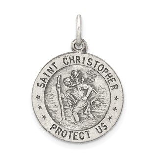 Sterling Silver Antiqued St. Christopher Baseball Medal