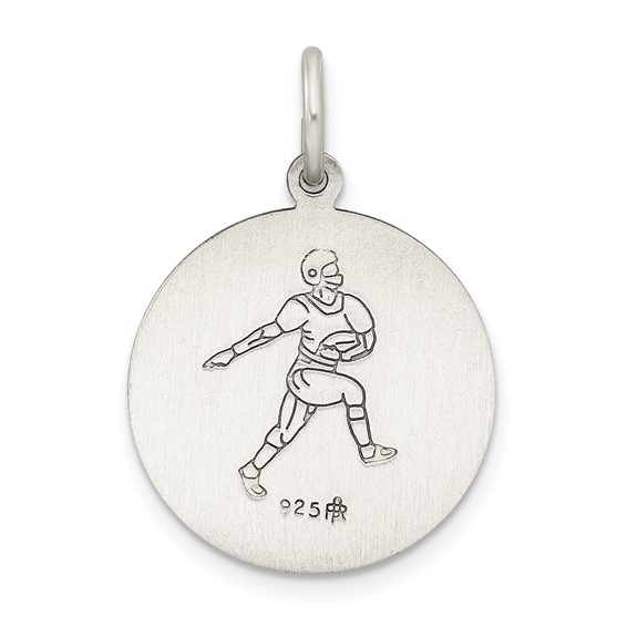 Sterling Silver Antiqued St. Christopher Football Medal