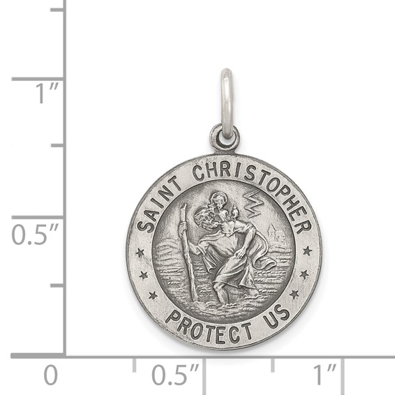 Sterling Silver Antiqued St. Christopher Football Medal