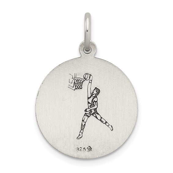 Sterling Silver Antiqued St. Christopher Basketball Medal