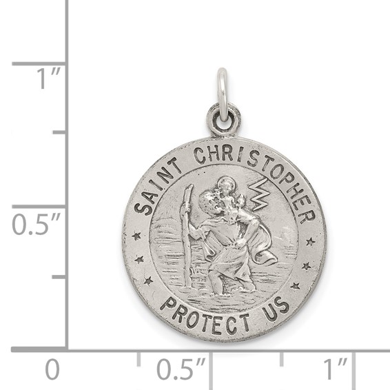 Sterling Silver Antiqued St. Christopher Basketball Medal