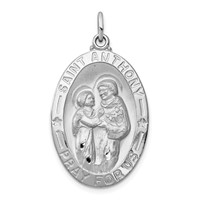 Sterling Silver Platinum-plated St. Anthony Medal view 1
