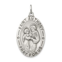 Sterling Silver Antiqued Saint Anthony Medal view 1