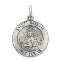 Sterling Silver Antiqued St. Barbara Medal view 1