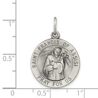 Sterling Silver Antiqued Saint Francis of Assisi Medal view 3