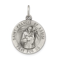 Sterling Silver Antiqued Saint Francis of Assisi Medal view 1