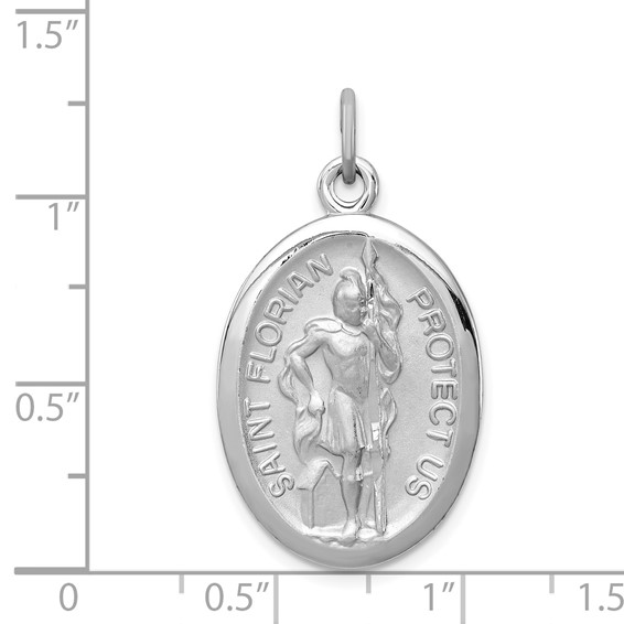 Sterling Silver Platinum-plated Saint Florian Medal