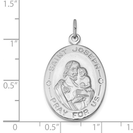 Sterling Silver Platinum-plated St. Joseph Medal