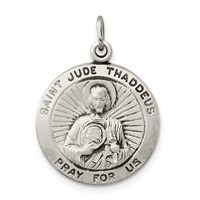 Sterling Silver Antiqued Saint Jude Thaddeus Medal view 1