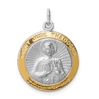 Sterling Silver Platinum-plated Saint Jude Thaddeus Medal view 1