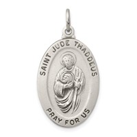 Sterling Silver Antiqued Saint Jude Thaddeus Medal view 1