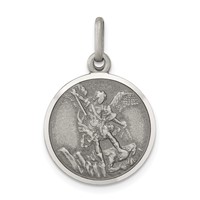 Sterling Silver Antiqued Saint Michael Medal view 1