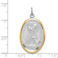 Sterling Silver Reversible Platinum-plated & Vermeil St. Michael Medal view 5