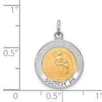 Sterling Silver Platinum-plated & Vermeil Guardian Angel Medal view 4