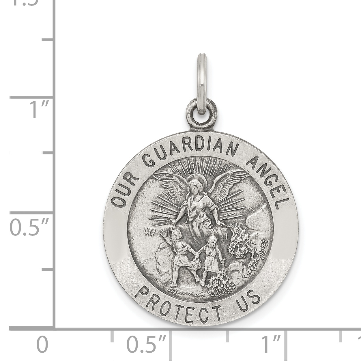 Silber Antik Schutzengel Medaille QC3627 - Bild 3 von 4
