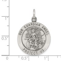 Sterling Silver Antiqued Guardian Angel Medal view 3