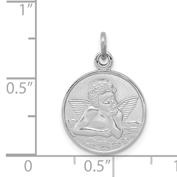Sterling Silver Platinum-plated/Plain Back Angel Medal