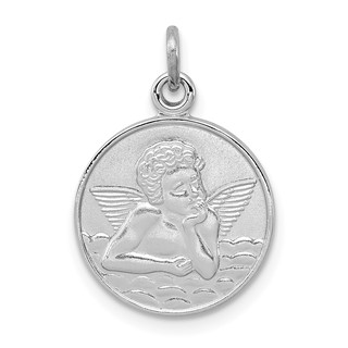 Sterling Silver Platinum-plated/Plain Back Angel Medal