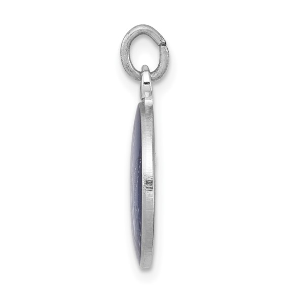 Sterling Silver Platinum-plated Blue Epoxy Angel Charm