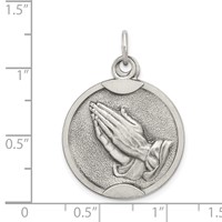 Sterling Silver Antiqued Praying Hands Medal view 3