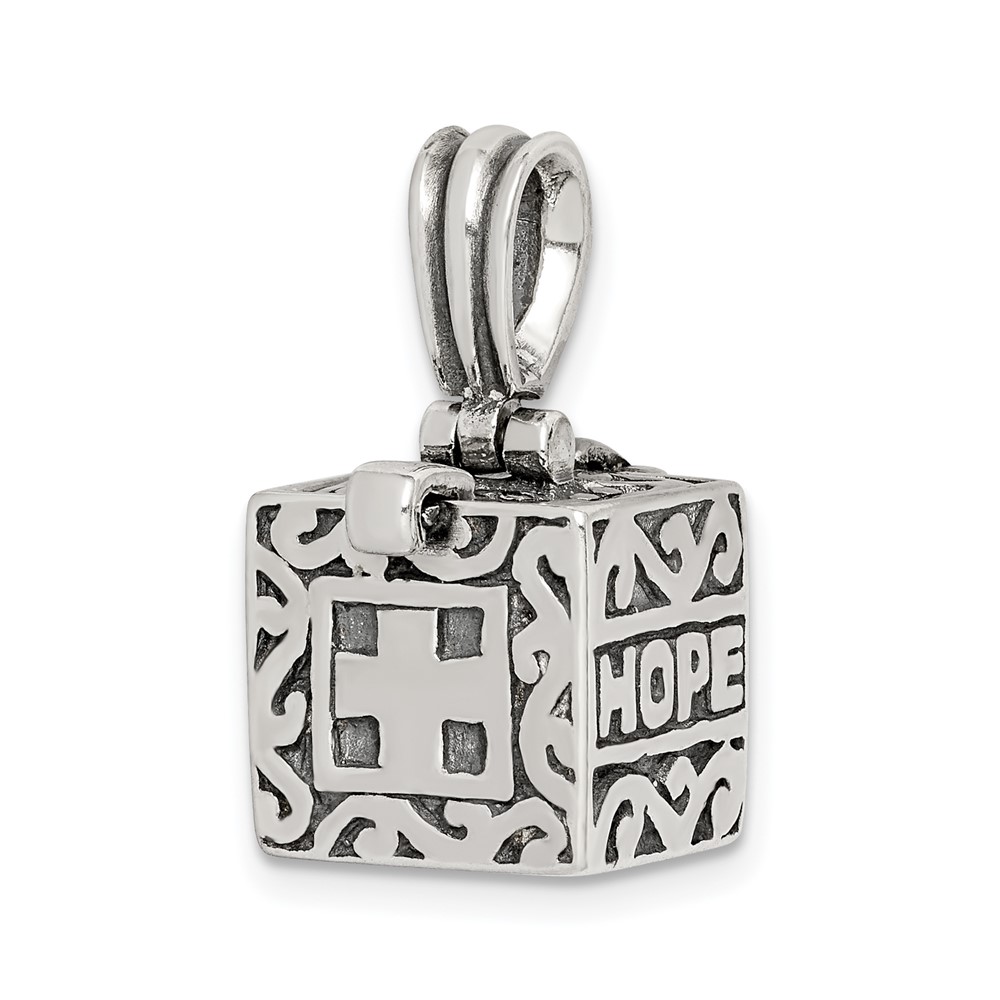 Sterling Silver Faith & Hope Prayer Box Pendant