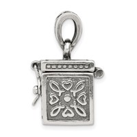 Sterling Silver Antiqued Square Prayer Box Pendant view 2