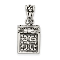 Sterling Silver Antiqued Square Prayer Box Pendant view 4
