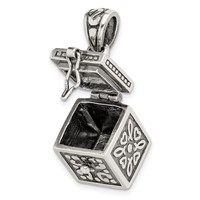 Sterling Silver Antiqued Square Prayer Box Pendant view 5
