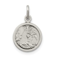 Sterling Silver Antiqued Baptism Medal view 1
