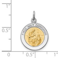 Sterling Silver Platinum-plated & Vermeil Holy Communion Medal view 4