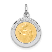 Sterling Silver Platinum-plated & Vermeil Holy Communion Medal view 1
