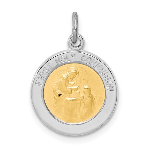 Sterling Silver Platinum-plated & Vermeil Holy Communion Medal