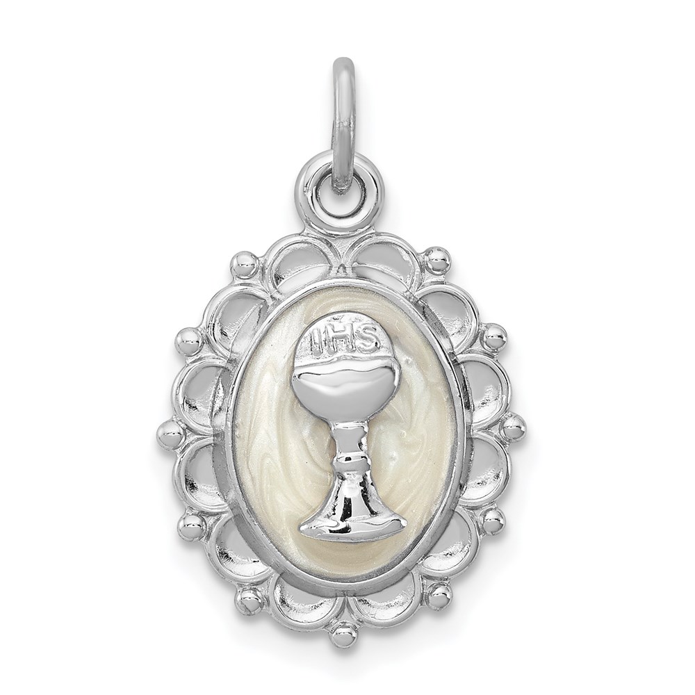 Sterling Silver Rhodium-plated Holy Communion Charm