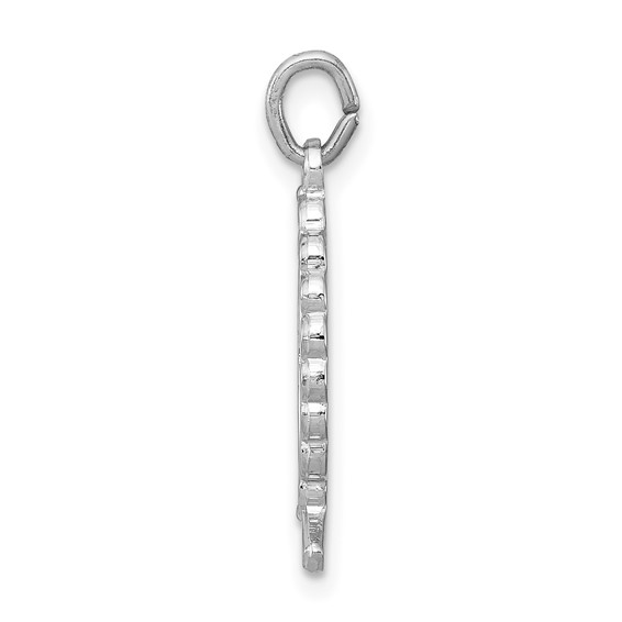 Sterling Silver Platinum-plated Ichthus Fish Charm