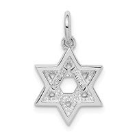 Sterling Silver Rhodium-plated Enameled Blue Star of David Charm view 4