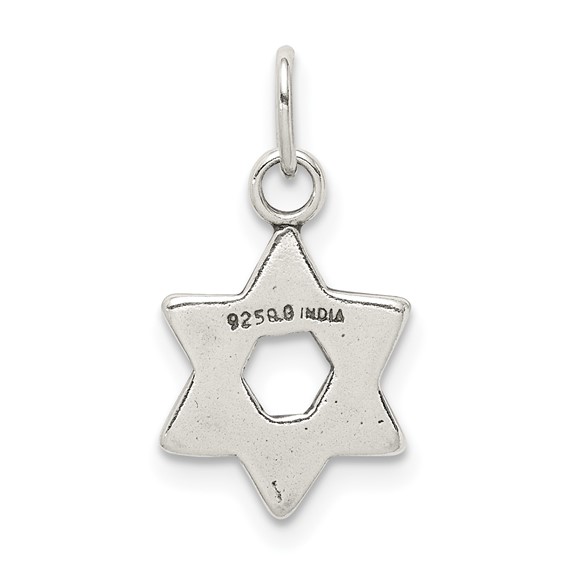 Sterling Silver Antiqued Star of David Charm