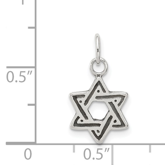 Sterling Silver Antiqued Star of David Charm