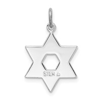 Sterling Silver Platinum-plated Star of David Charm view 4