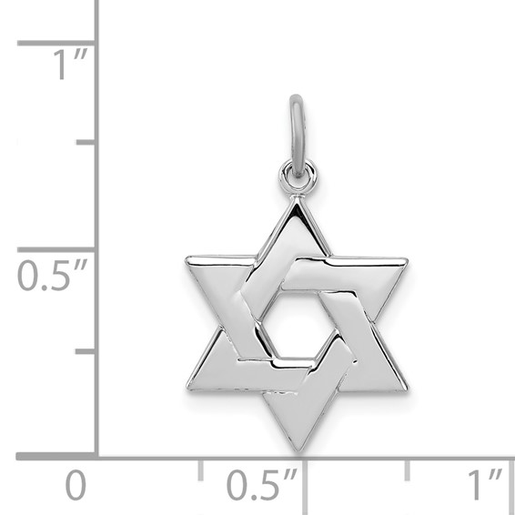 Sterling Silver Platinum-plated Star of David Charm