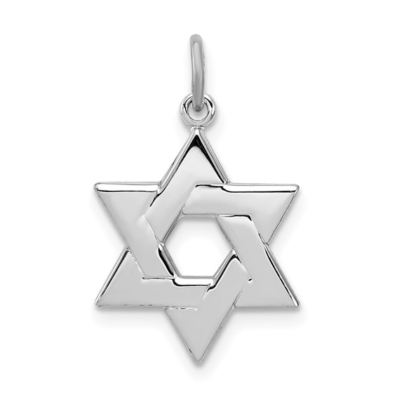 Sterling Silver Platinum-plated Star of David Charm