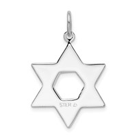 Sterling Silver Platinum-plated Star of David Charm view 4
