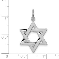 Sterling Silver Platinum-plated Star of David Charm view 3