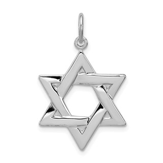 Sterling Silver Platinum-plated Star of David Charm
