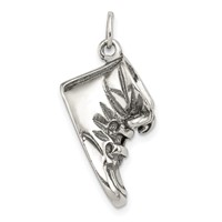 Sterling Silver Antiqued Baby Shoe Pendant view 1