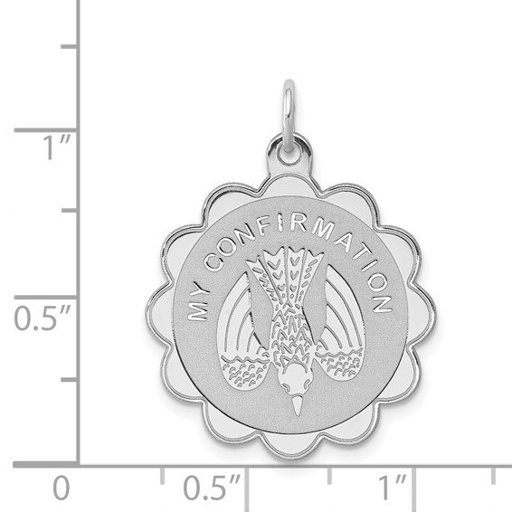Sterling Silver Rhodium-plated My Confirmation Disc Charm