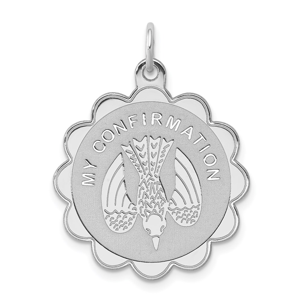 Sterling Silver Rhodium-plated My Confirmation Disc Charm