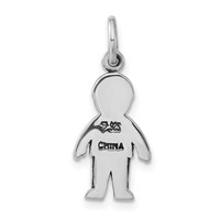 Sterling Silver Polished & Antiqued Blue Enameled Boy Charm view 4