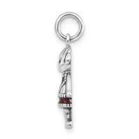 Sterling Silver Polished & Antiqued Red & Black Enamel Girl Charm view 2