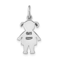 Sterling Silver Polished & Antiqued Red & Black Enamel Girl Charm view 4